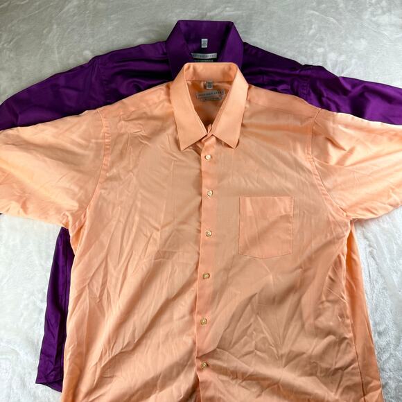 Geoffrey Beene Dress Shirts Lot of 2 Men's 17.5 Orange / Purple Regular Fit - Picture 1 of 8